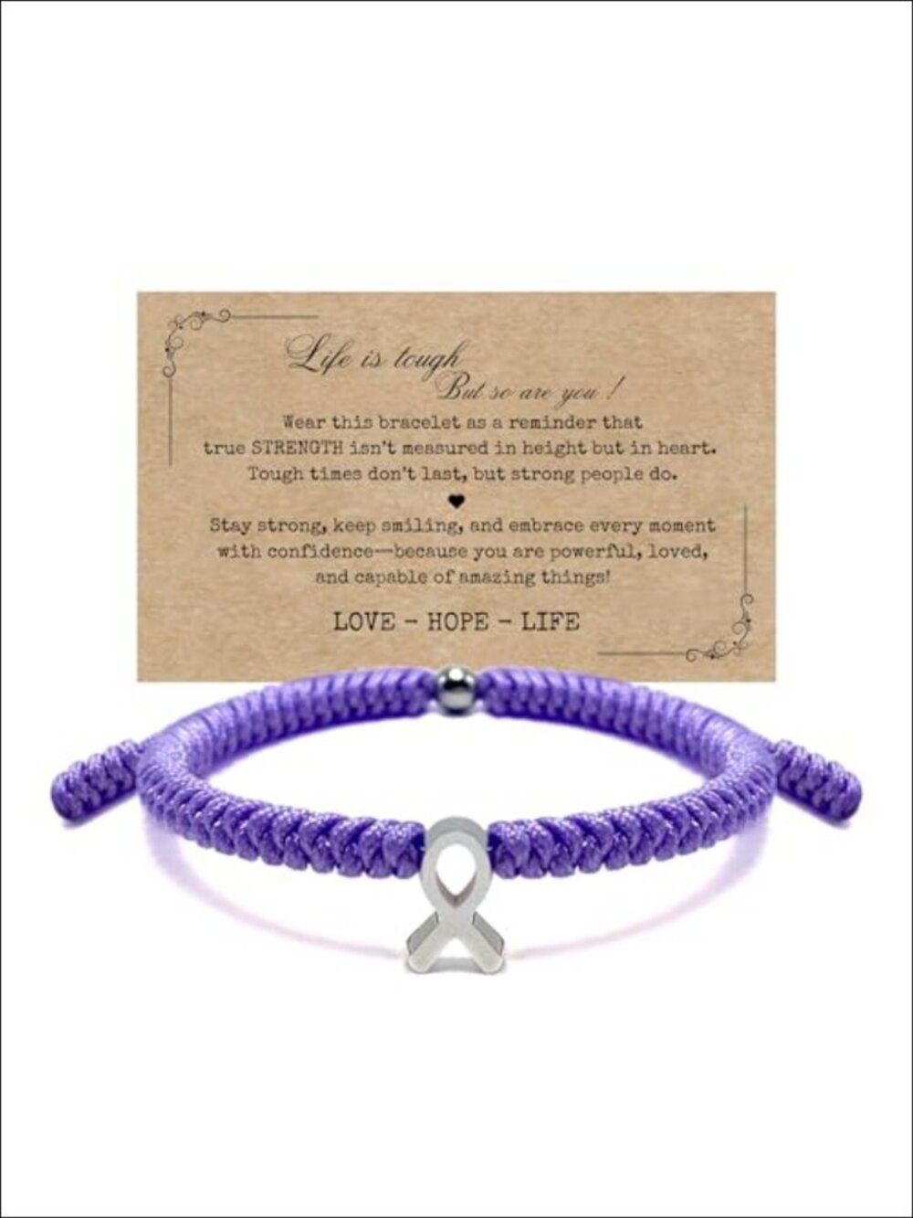 Awareness Ribbon Charm Bangle Bracelet, Protection Surfer String Wristband for